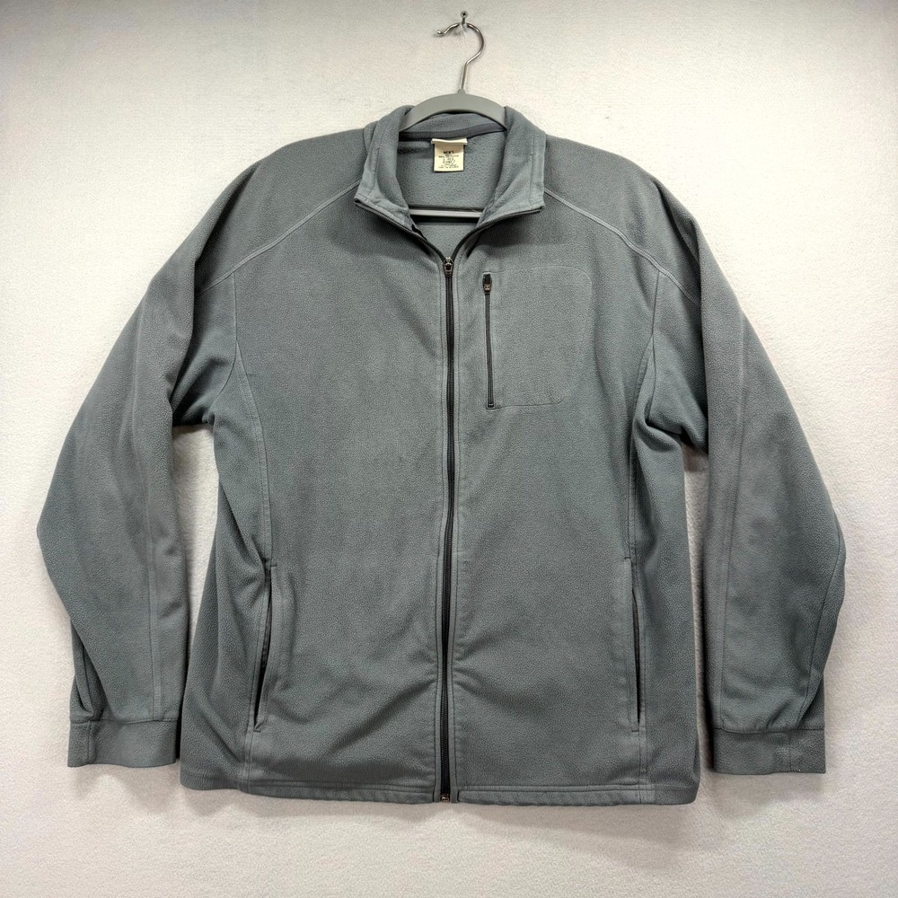 L.L. Bean Fleece Jacket Mens Large Charcoal Gray Zip Pocket Lightweight Full Zip
